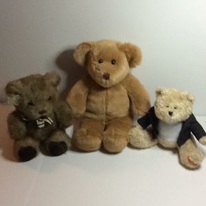3 Teddy Bears Plush Stuffed Animals Reese’s, Russ, Build A Bear